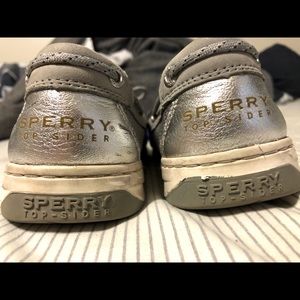 Silver Sperry boat shoes